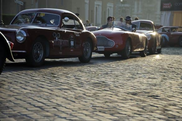 Rome, Italy - May 14, 2011: detail of the vintage car arrived in Rome during the historic race Mille Miglia started in Brescia. The route is: Brescia - Rome - Brescia. Shot in a public street where no permission was required.